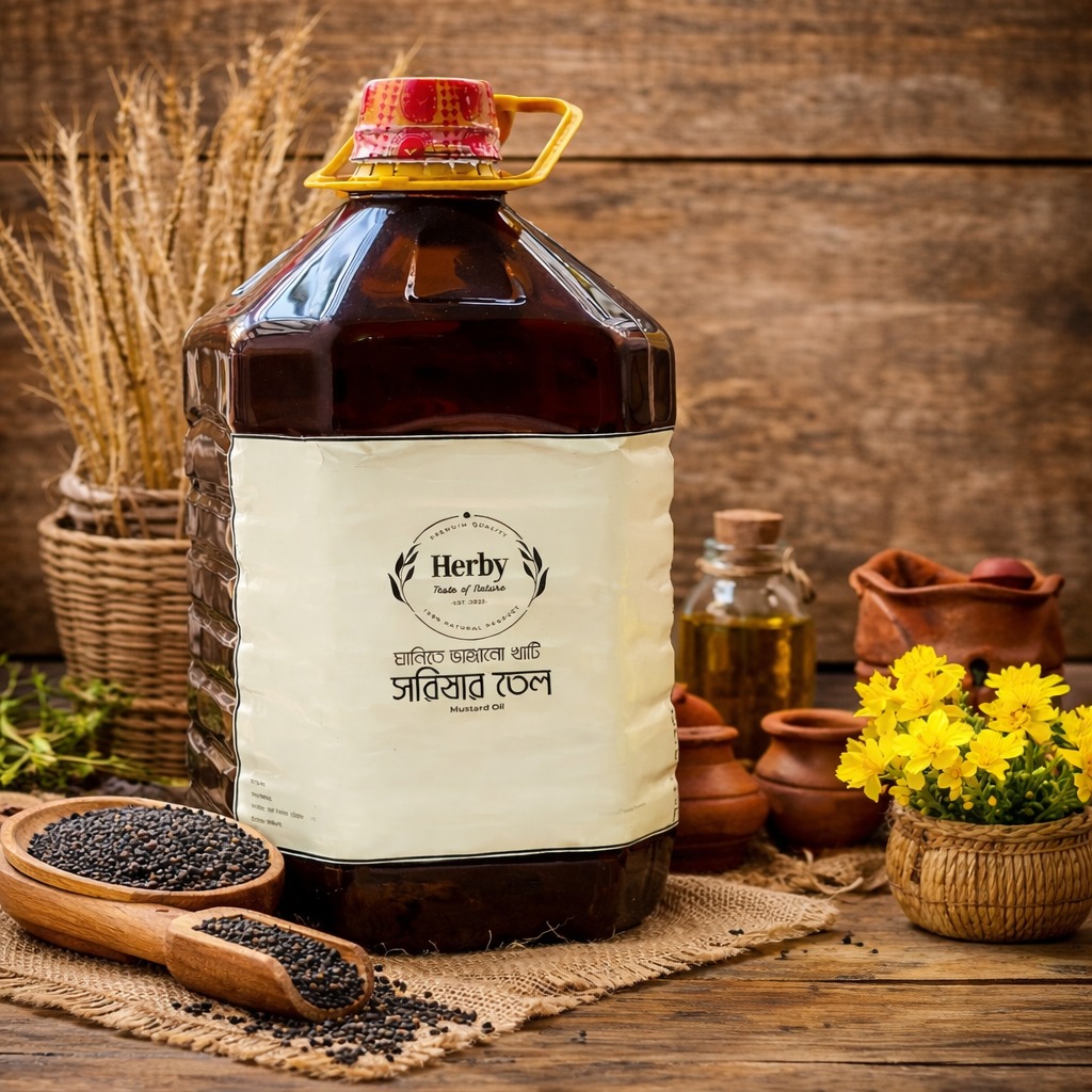 কাঠের ঘানিতে ভাঙ্গানো সরিষার তেল I Wood-Pressed Mustard Oil